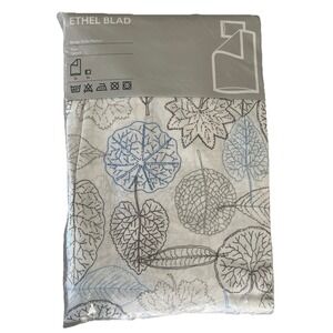 IKEA Ethel Blad Twin Duvet Cover Set  Botanical Print White Blue Brown NEW 2004